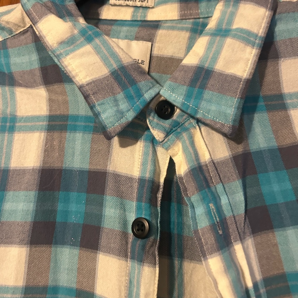 American Eagle Outfitters Blue and White Checkered Men's Shirt - Picture 2 of 6